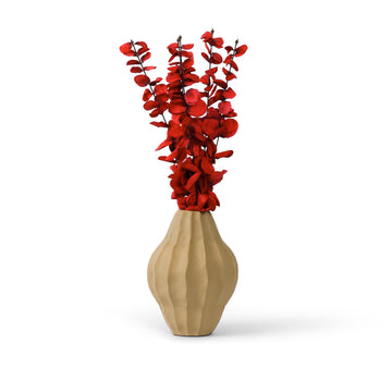 Earthy Beige Fluted Metal Vase