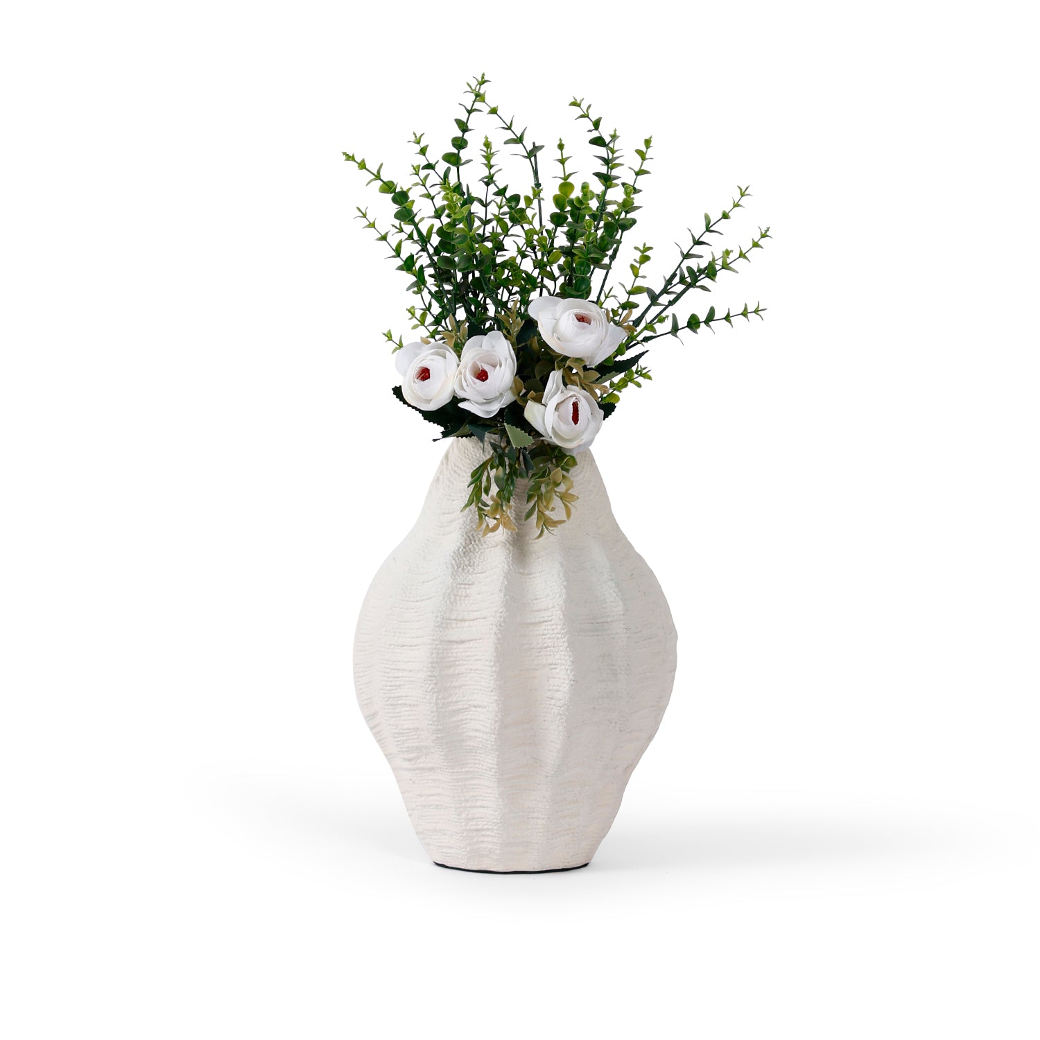 Elegant White Metal Vase – Modern Minimalist Home Décor Accent