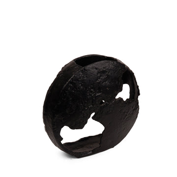 Abstract Black Sculptural Vase (Open Form)