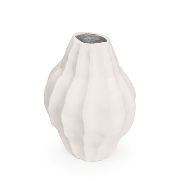 White Sculpted Ceramic Vase (Faceted)