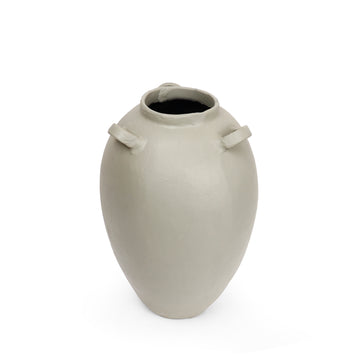 Handled Earthen Jar Vase (Ivory/Beige)