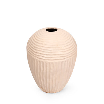 Ribbed Ceramic Vase (Cream)