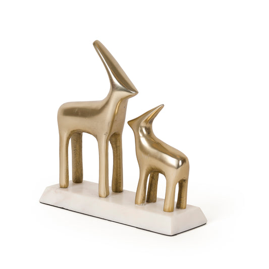 Marble & Metal Deer Sculpture – Minimalist Table Decor Accent