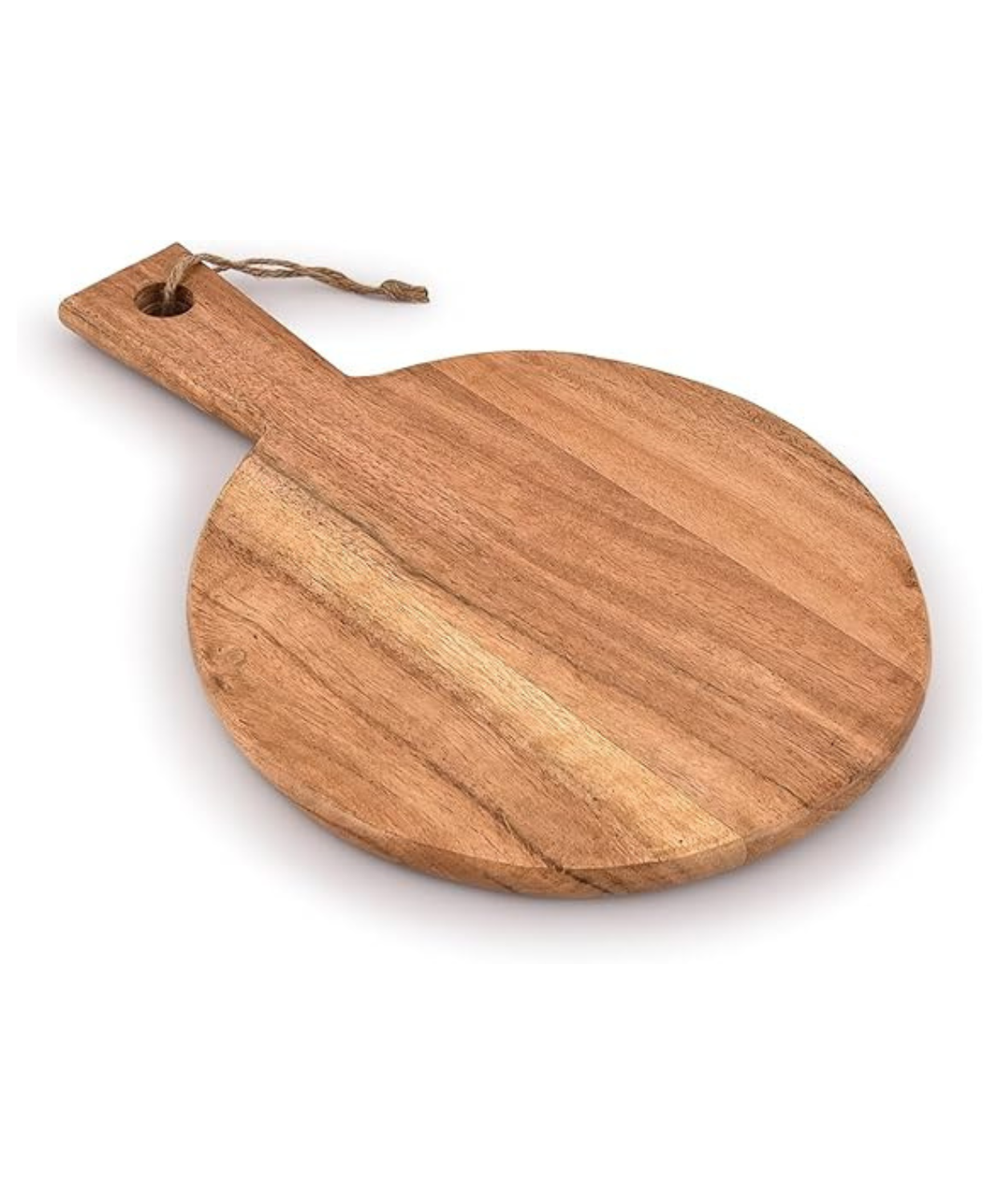 Round Wooden Pizza & Serving Board with Handle Rope
