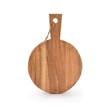 Round Wooden Pizza & Serving Board with Handle Rope