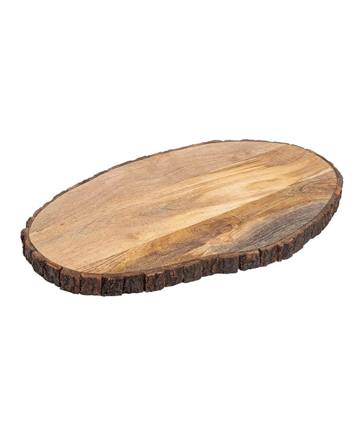 Natural Wood Slice Serving Platter with Bark Edge