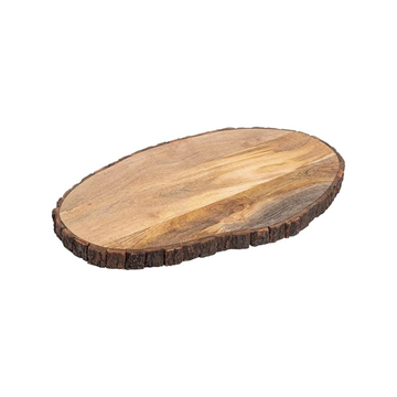 Natural Wood Slice Serving Platter with Bark Edge