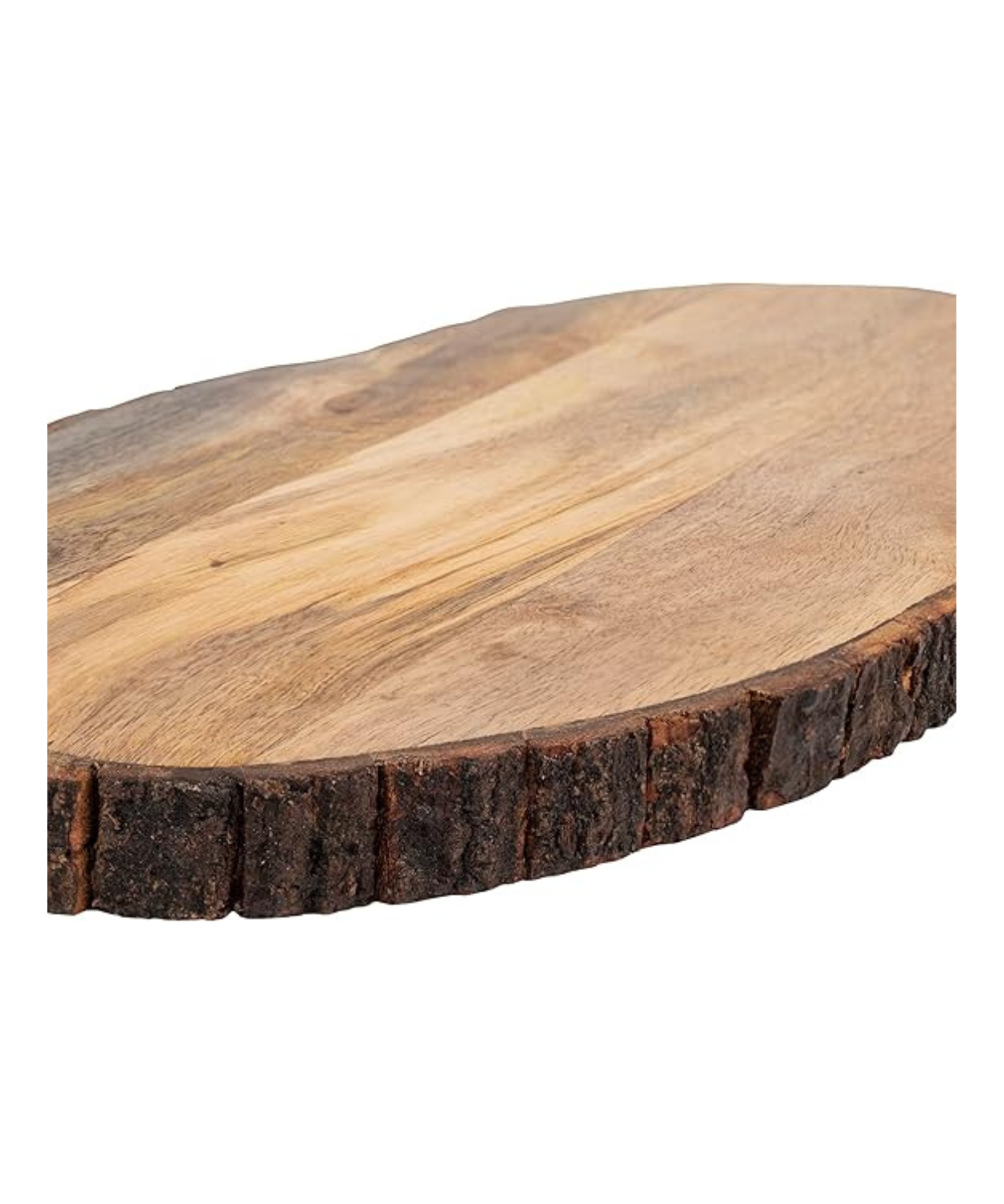 Natural Wood Slice Serving Platter with Bark Edge