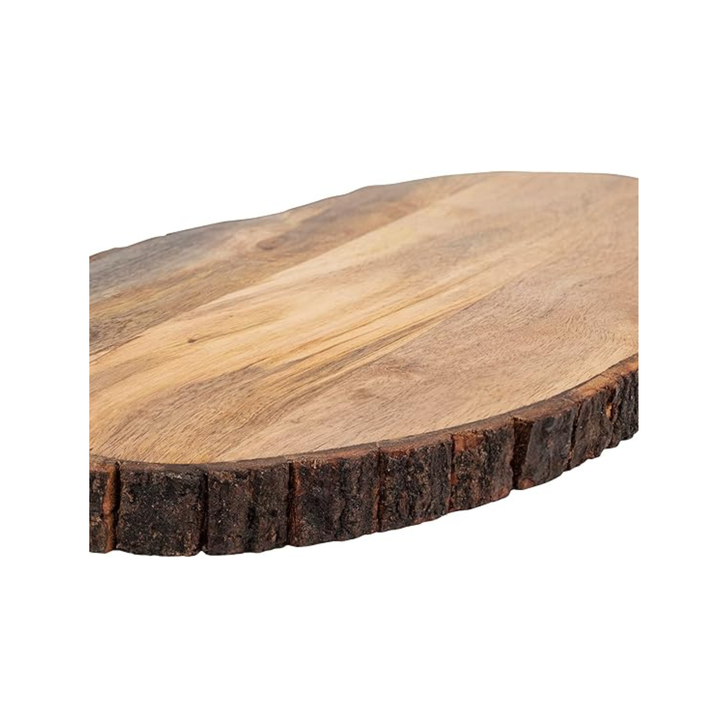 Natural Wood Slice Serving Platter with Bark Edge