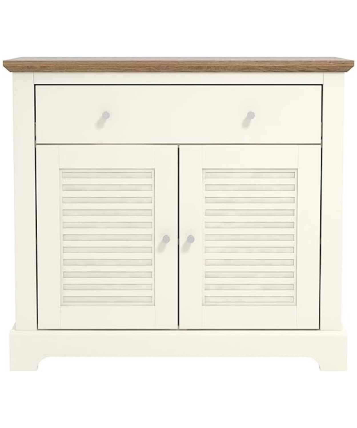 Cream Shutter Door Sideboard with Drawer & Wooden Top