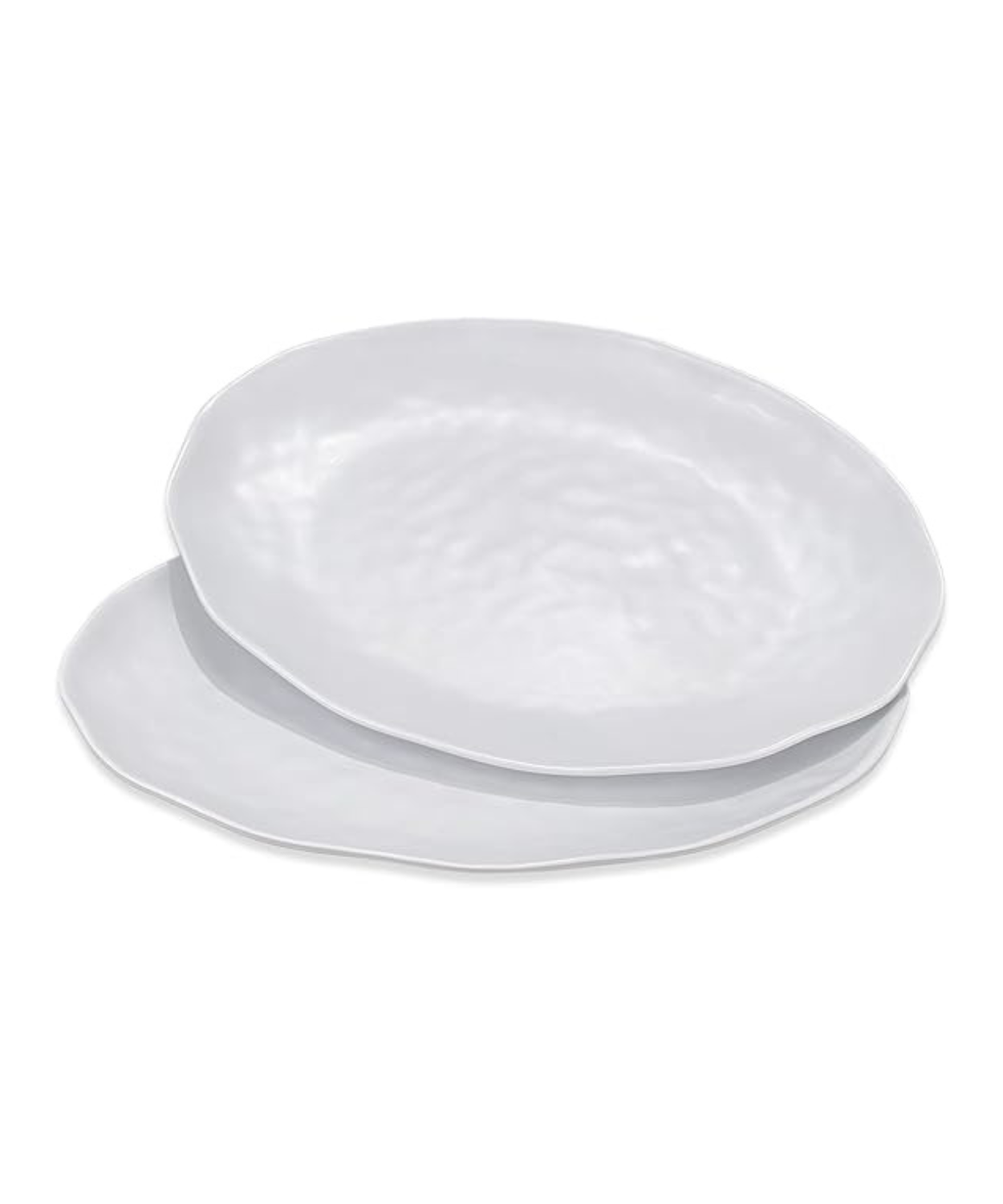 Set of 2 White Organic Shape Ceramic Serving Plates