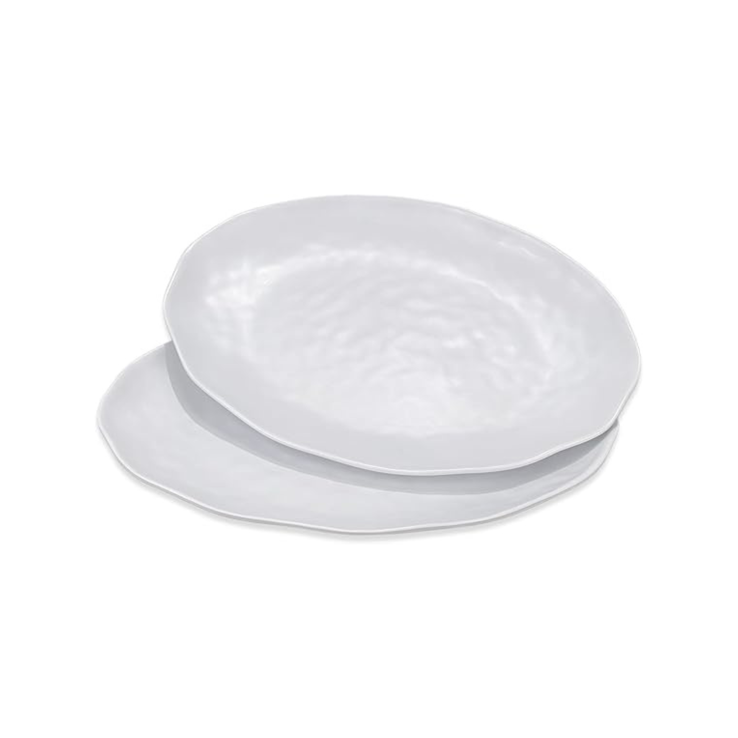 Set of 2 White Organic Shape Ceramic Serving Plates