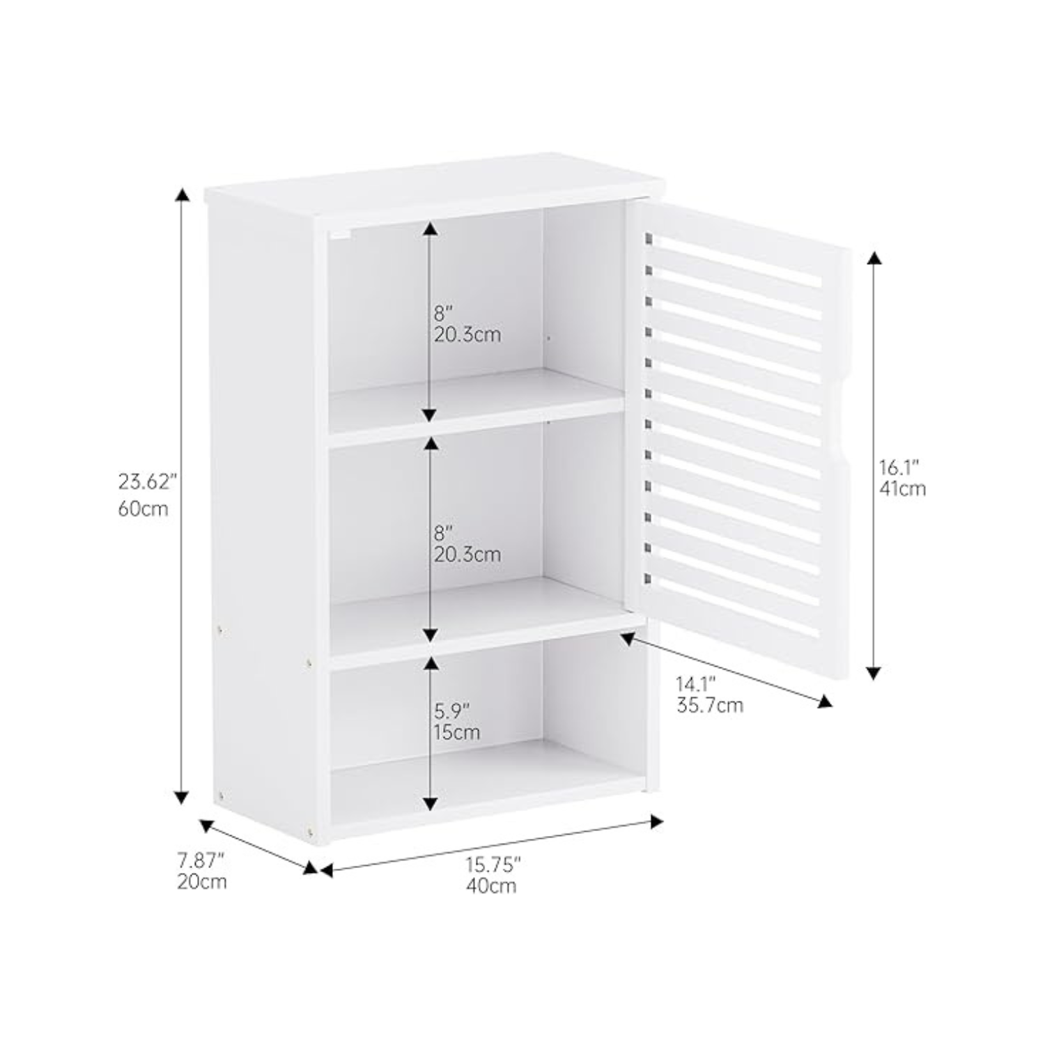 White Wall Mounted Bathroom Cabinet with Sliding Door & Towel Shelf