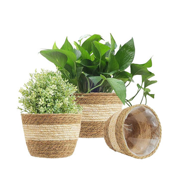 Planter Basket, 3 Size Woven Plant Pot Indoor Outdoor - Flower Pots
