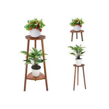 Plant Stands Indoor Outdoor - 2 Tier Convertible Wooden Plant Stand Multi-purpose