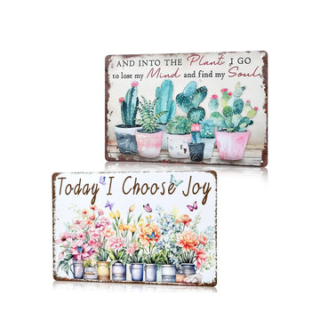 Wall Art Plaques for Outdoor Decor, Perfect for Garden, Patio, Porch & Yard - Weather-Resistant Rustic Tin Sign Set