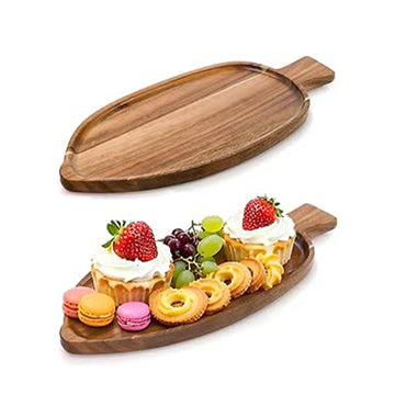 Food-Safe Wooden Platters for Snacks, Fruits, Appetizers, Decorative Small Trays